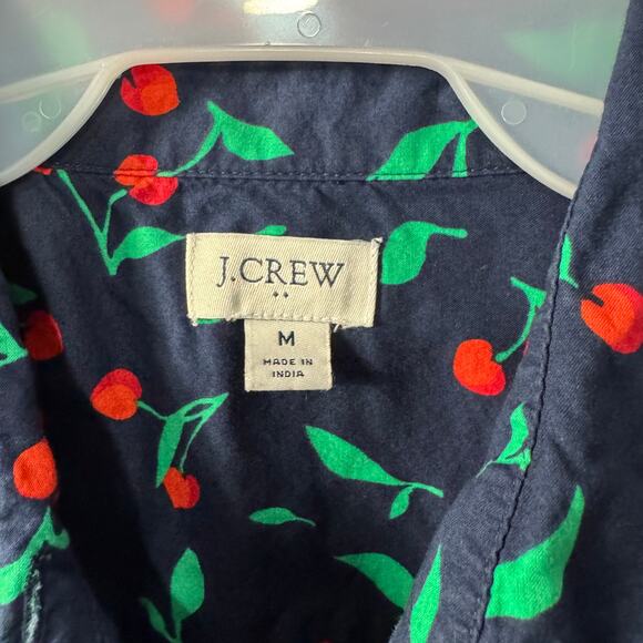 J.Crew Navy Cherry Print Button Down Shirt Long Sleeve Cotton Medium - Picture 6 of 9
